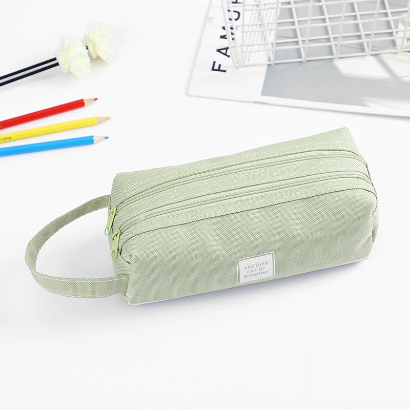 Pencil Case Multiple Compartments Carry Handle Durable Fabric
