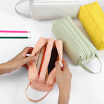 Pencil Case Multiple Compartments Carry Handle Durable Fabric