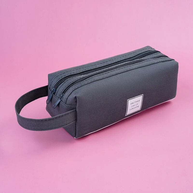 Pencil Case Multiple Compartments Carry Handle Durable Fabric