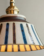 Pendant Lamp Hand-Painted Ceramic Shade Twisted Fabric Cord