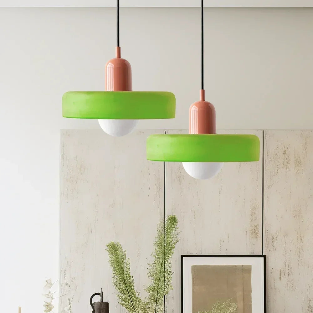 Pendant Lamp Stained Glass Geometric Design Adjustable Hanging