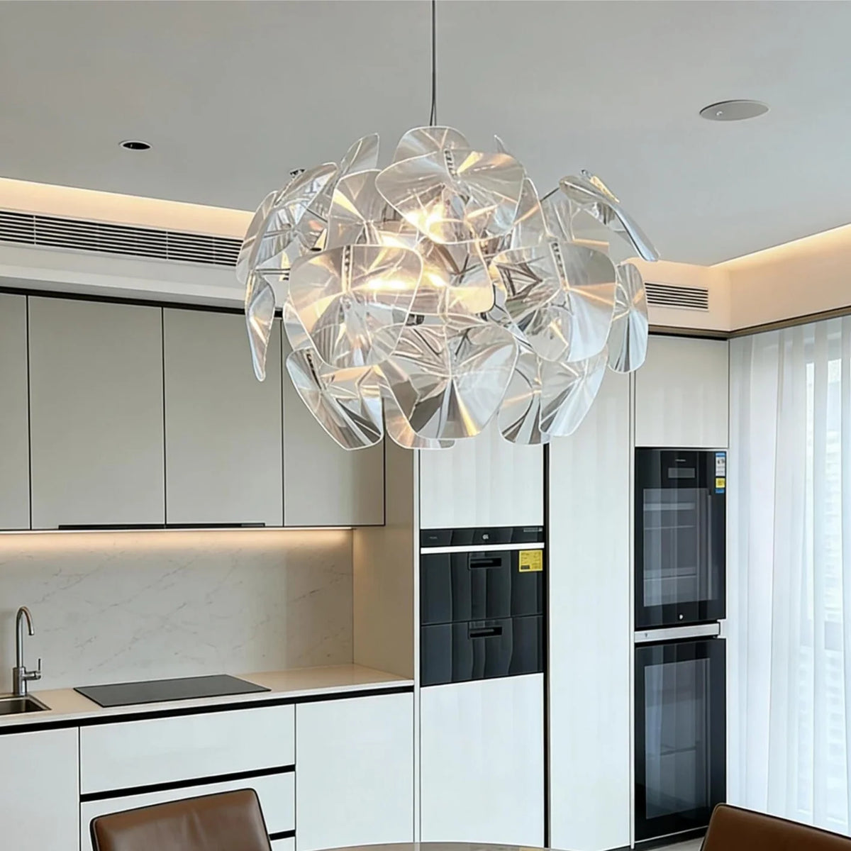 Pendant Light Crystal Adjustable Height 27.6-Inch Diameter