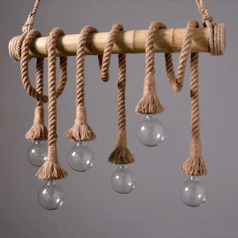 Pendant Light Rope & Bamboo Adjustable Length