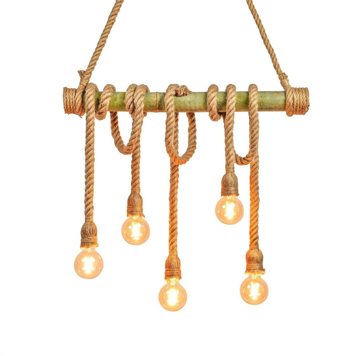 Pendant Light Rope & Bamboo Adjustable Length