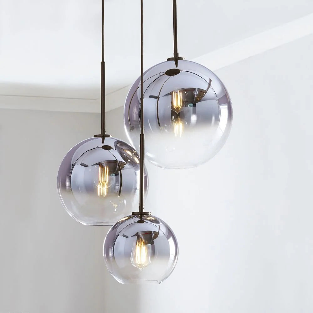 Pendant Light Three Glass Globes Height Adjustable