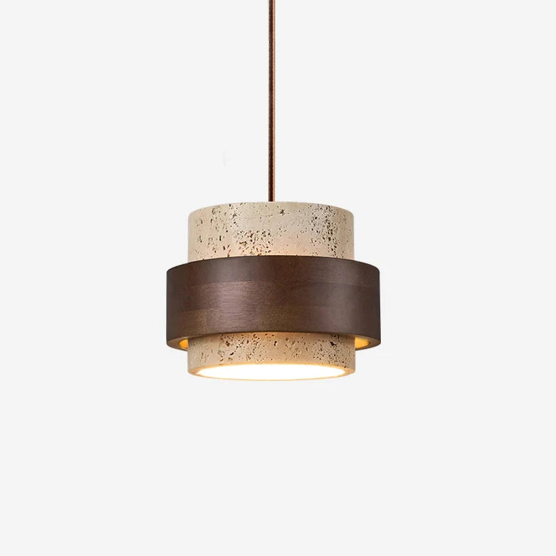 Pendant Light Travertine Stone Adjustable Height Warm Glow