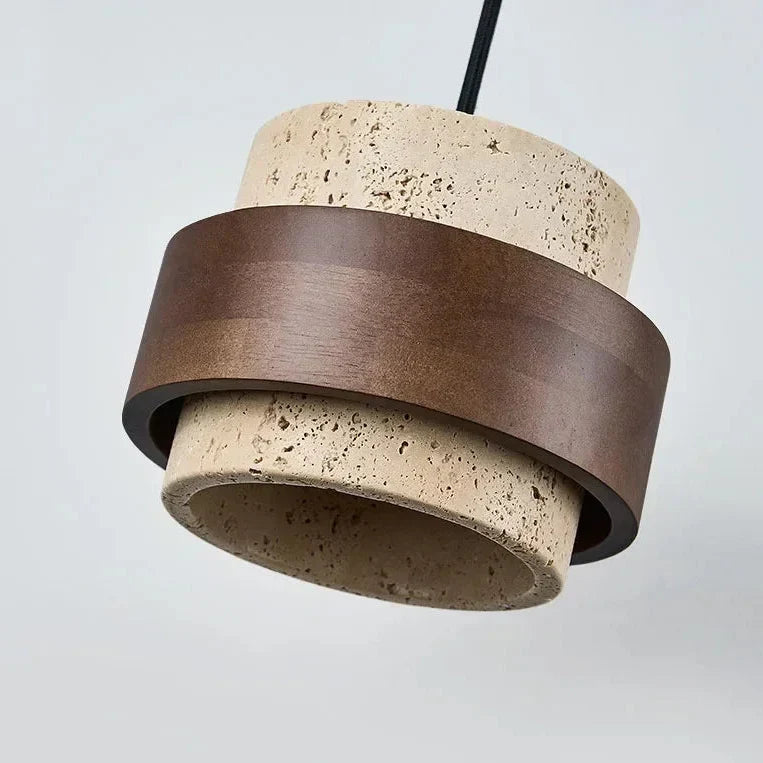 Pendant Light Travertine Stone Adjustable Height Warm Glow
