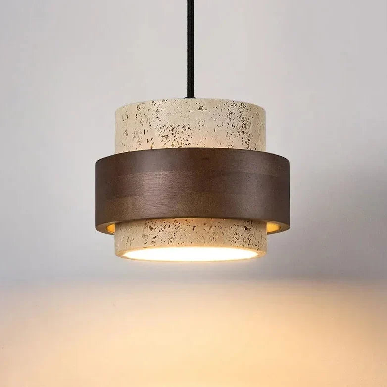 Pendant Light Travertine Stone Adjustable Height Warm Glow