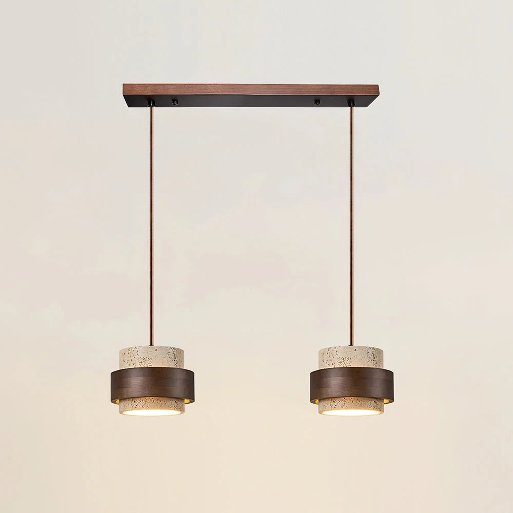 Pendant Light Travertine Stone Adjustable Height Warm Glow