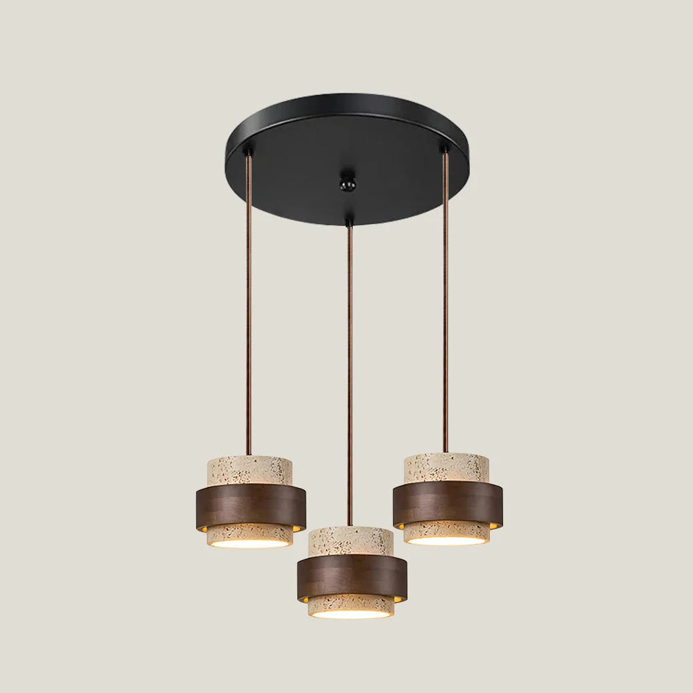 Pendant Light Travertine Stone Adjustable Height Warm Glow