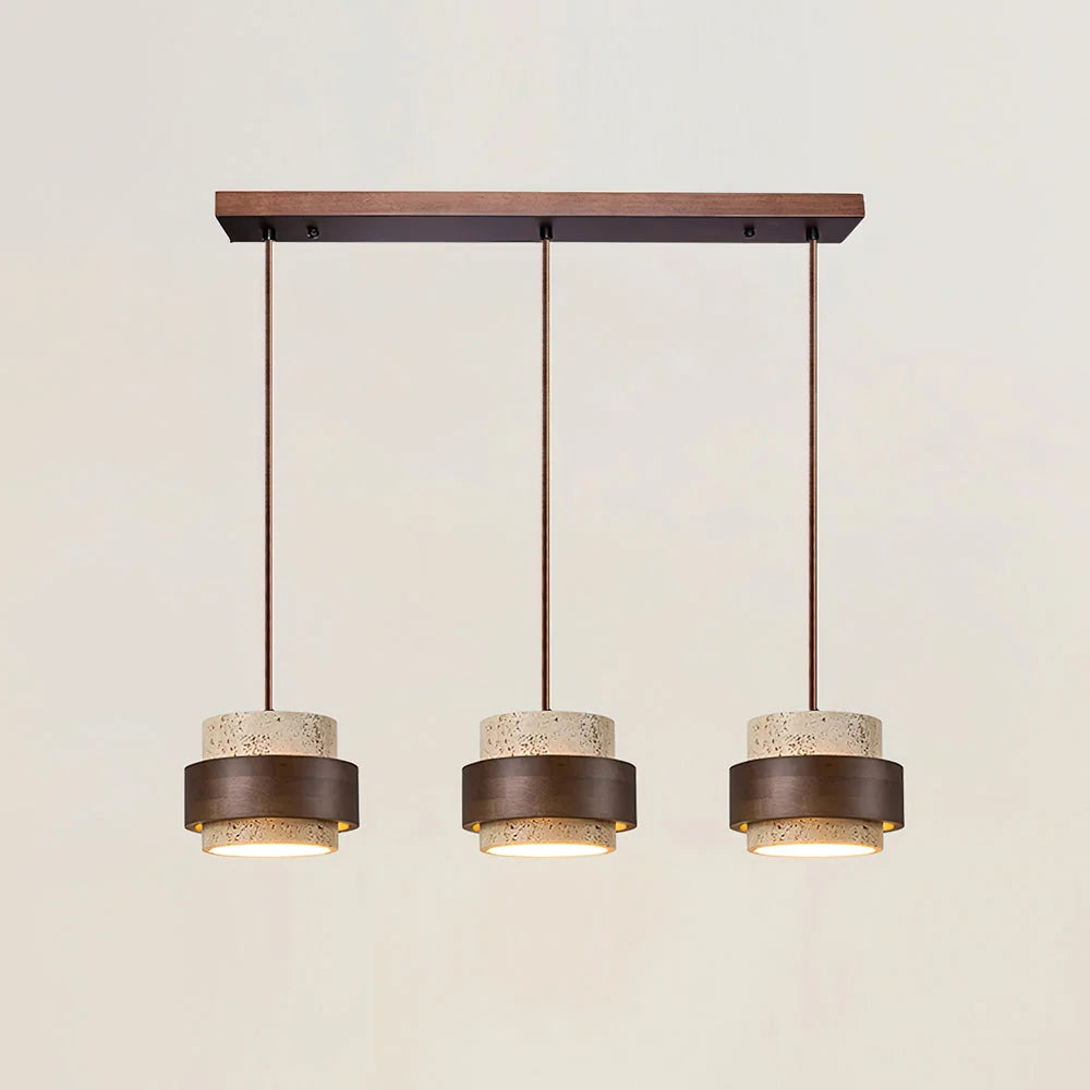 Pendant Light Travertine Stone Adjustable Height Warm Glow