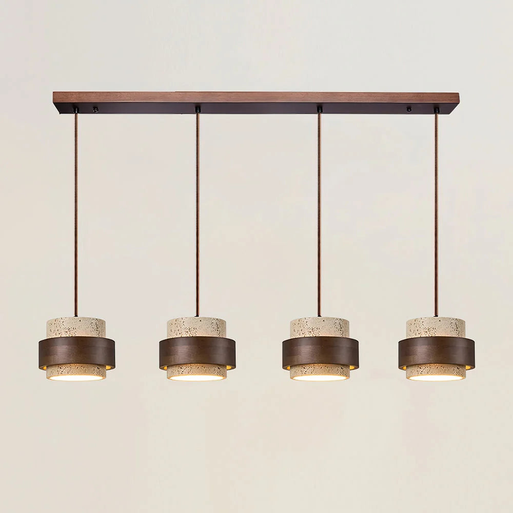 Pendant Light Travertine Stone Adjustable Height Warm Glow