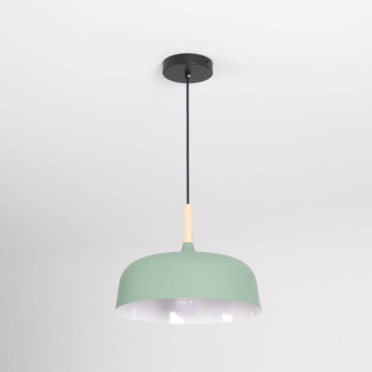 Pendant Light Zinc Alloy Shade Solid Wood Cap Adjustable Height