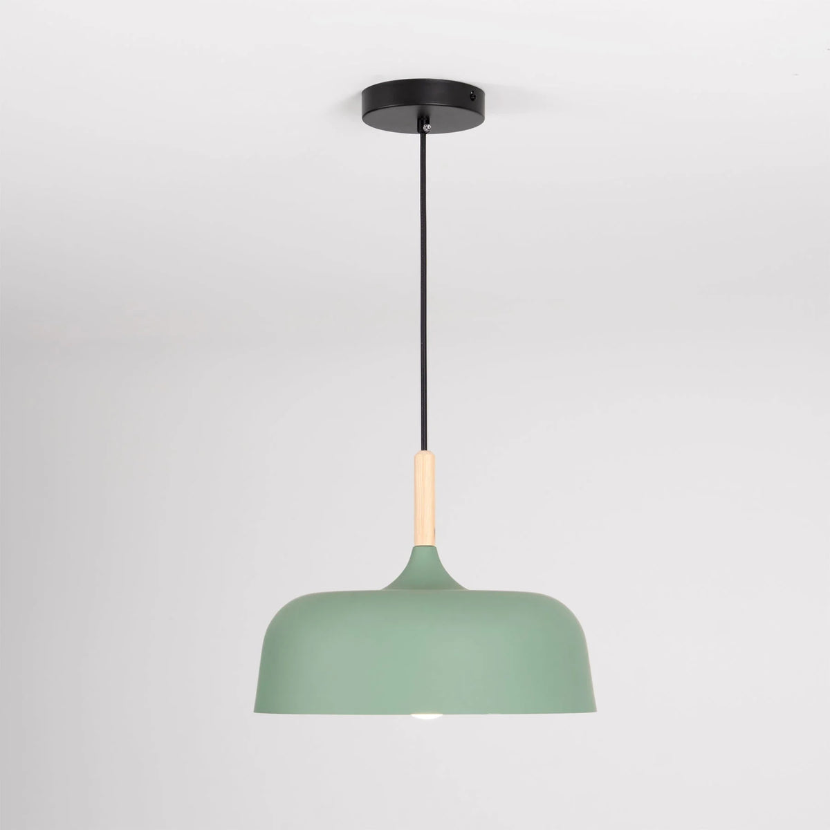 Pendant Light Zinc Alloy Shade Solid Wood Cap Adjustable Height