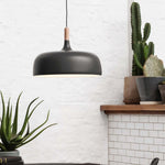Pendant Light Zinc Alloy Shade Solid Wood Cap Adjustable Height