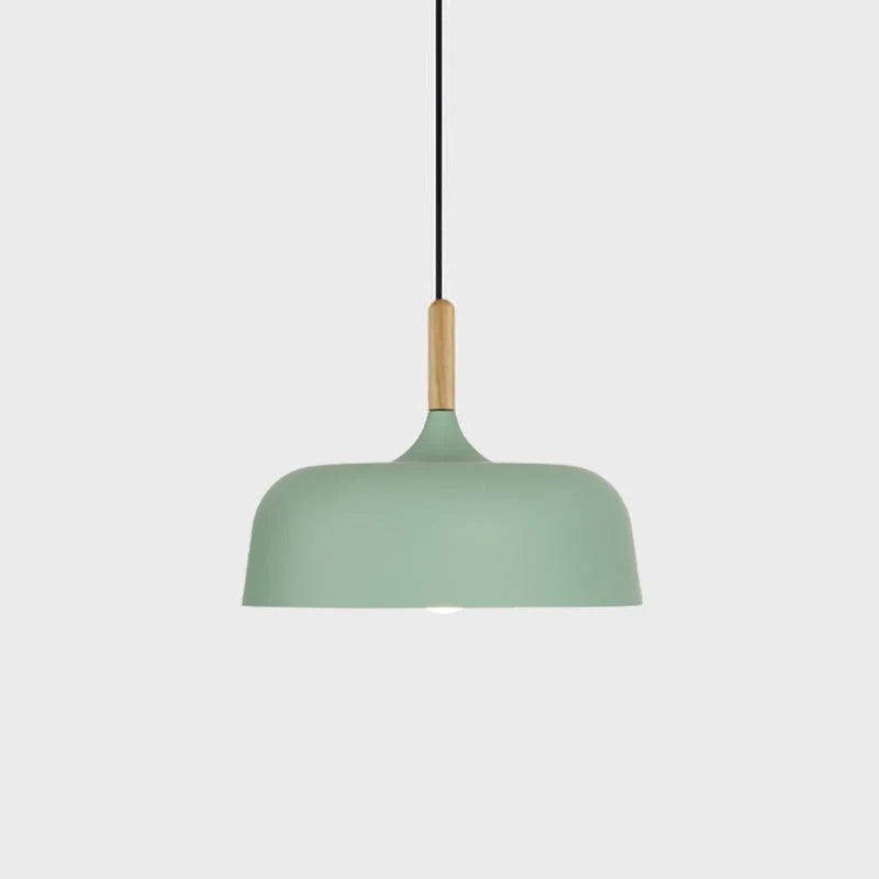 Pendant Light Zinc Alloy Shade Solid Wood Cap Adjustable Height