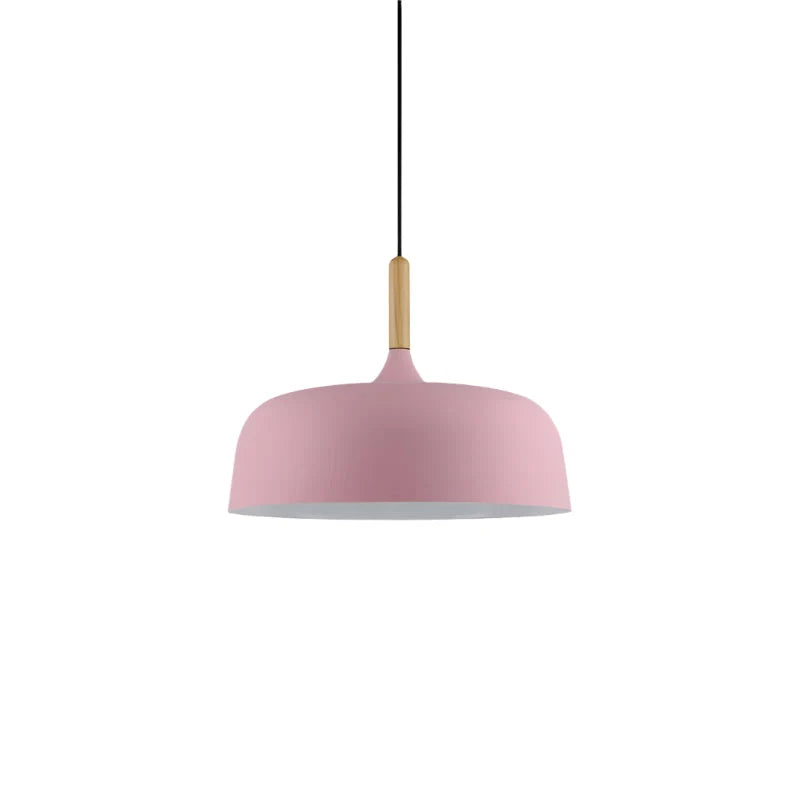 Pendant Light Zinc Alloy Shade Solid Wood Cap Adjustable Height