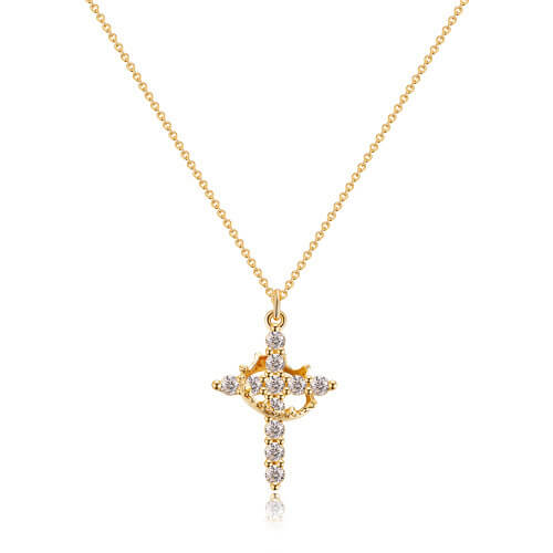 Pendant Necklace Crown And Cross Faith-Inspired Design