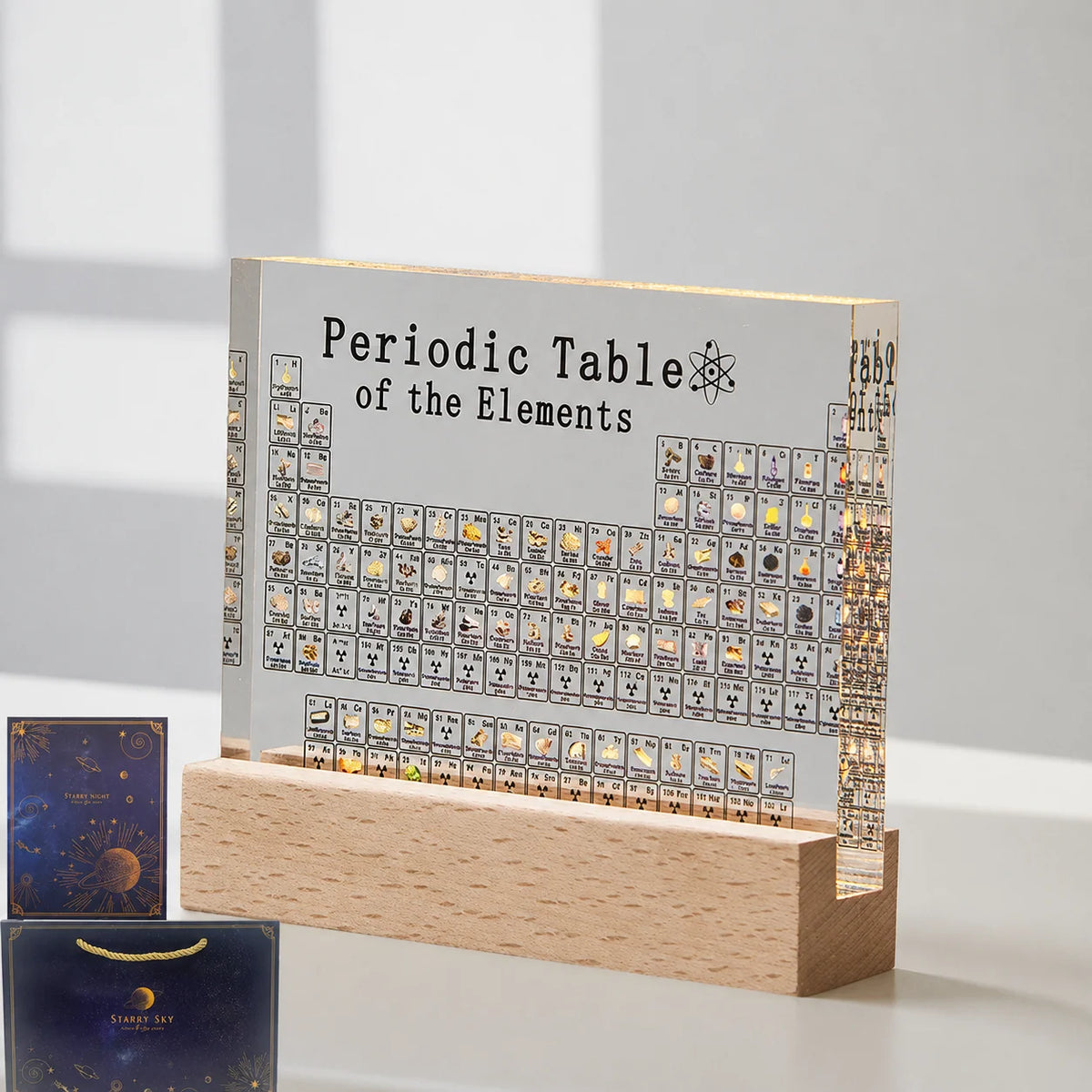 Periodic Table Display 83 Real Elements USB-Powered Illuminated