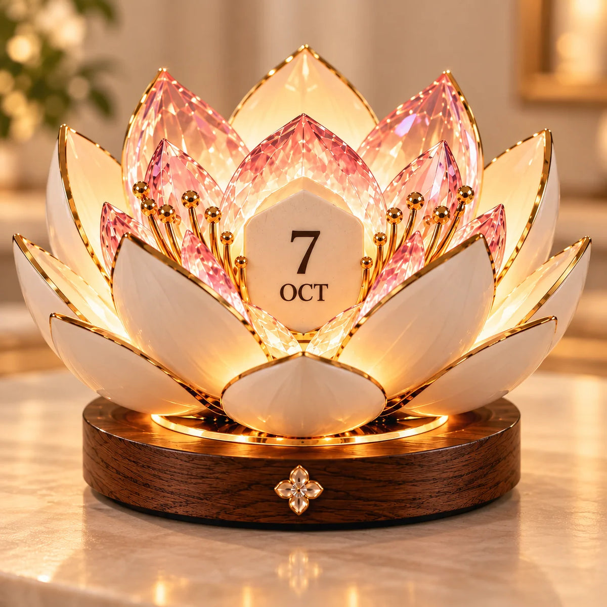 Perpetual Calendar Automatic Blooming Flower Design Desk Decor