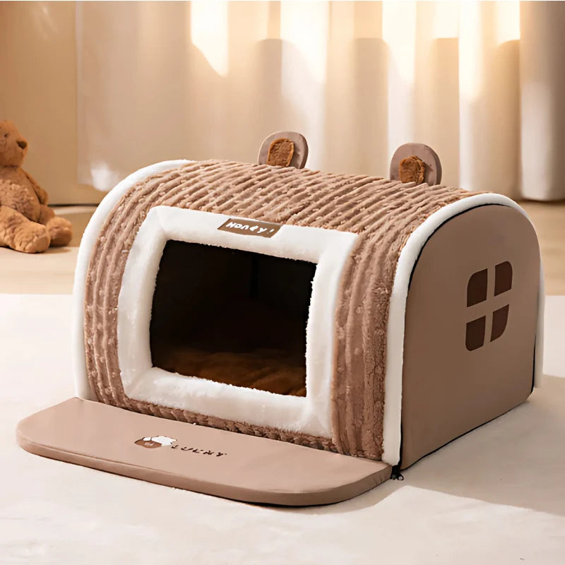 Pet Bed Calming Cave Machine Washable Non-Slip Bottom