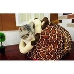 Pet Bed Enclosed Cave Plush Warm Animal Print