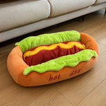 Pet Bed Hot Dog Design Cotton Raised Sides