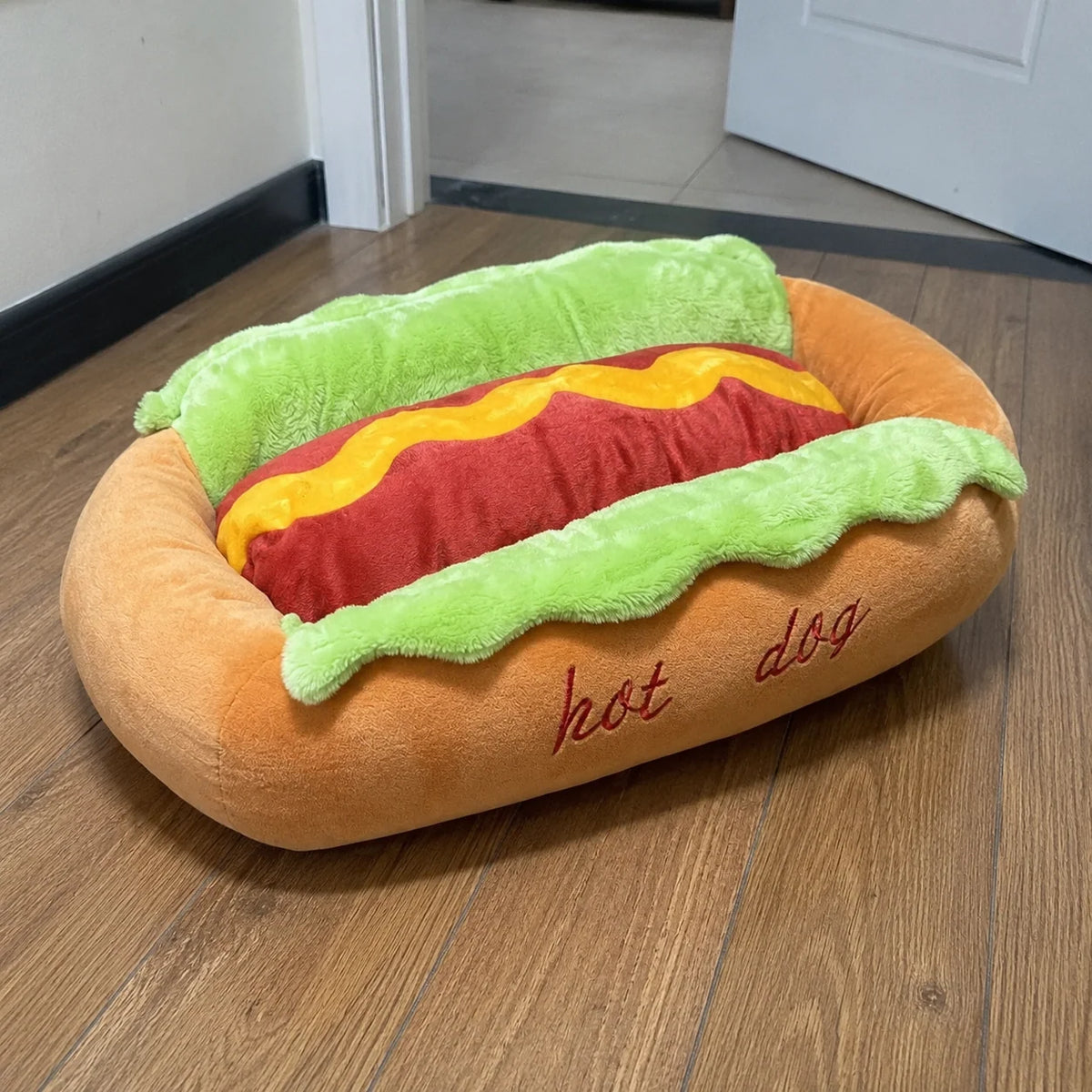 Pet Bed Hot Dog Design Cotton Raised Sides