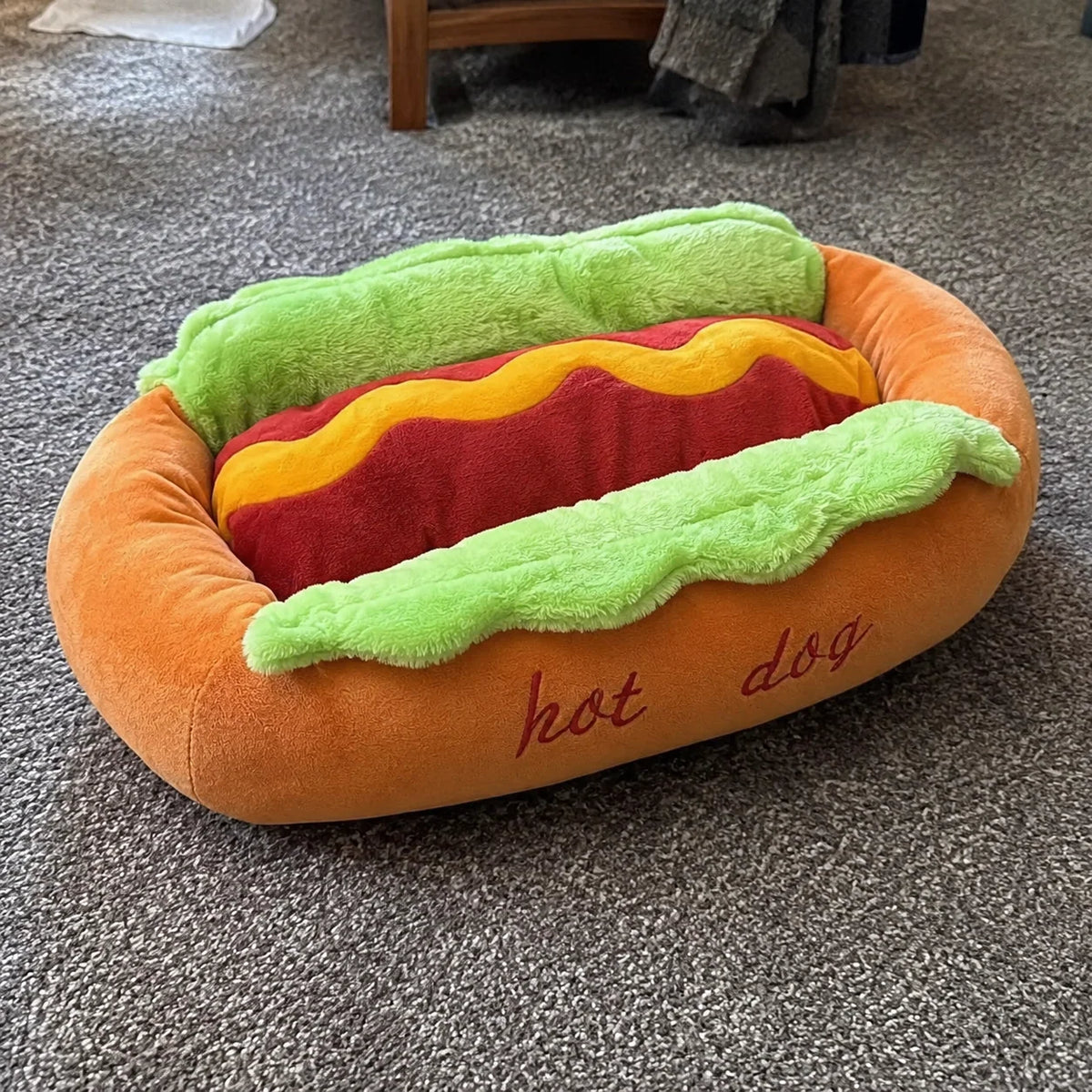 Pet Bed Hot Dog Design Cotton Raised Sides