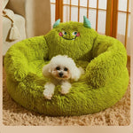 Pet Bed Plush Coral Fleece Machine Washable Monster Design