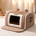 Pet Bed Semi-Enclosed Plush Machine Washable Non-Slip