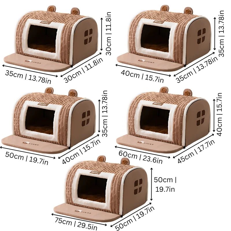 Pet Bed Semi-Enclosed Plush Machine Washable Non-Slip