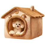 Pet Bed Semi-Enclosed Plush Non-Slip Base