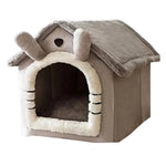 Pet Bed Semi-Enclosed Plush Non-Slip Base