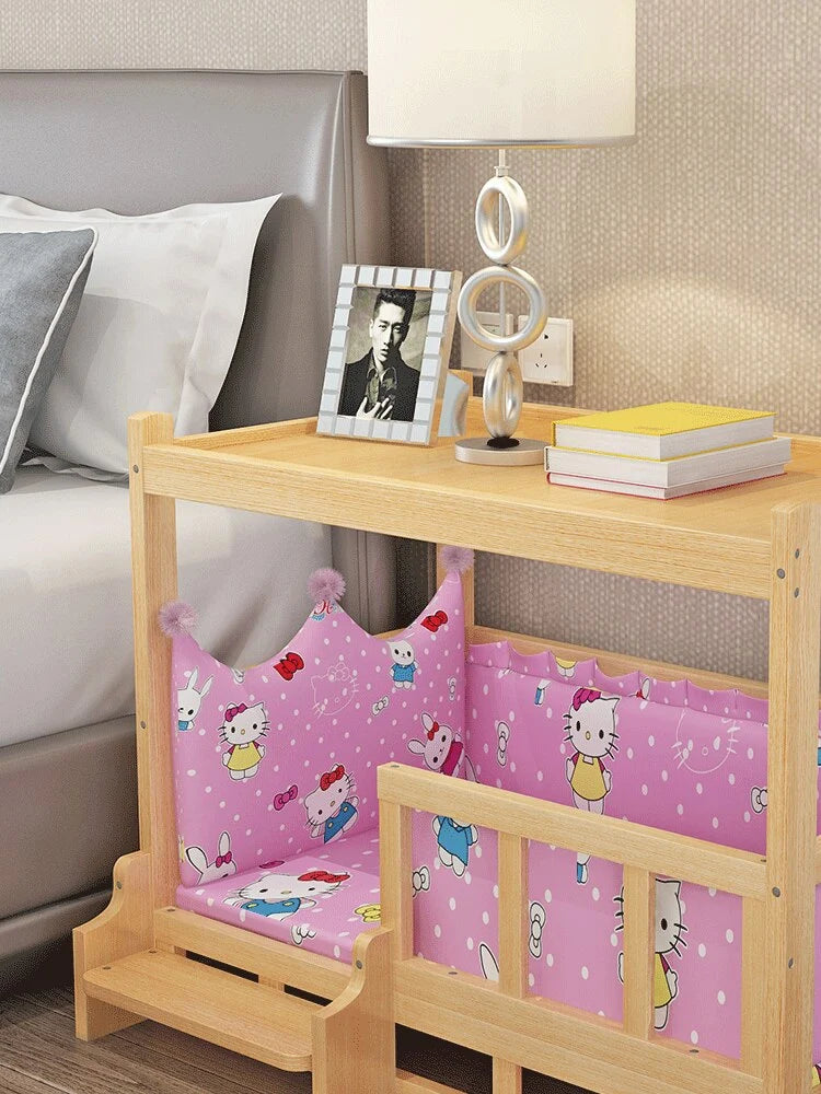 Pet Bed Solid Wood Detachable Padded Cushion