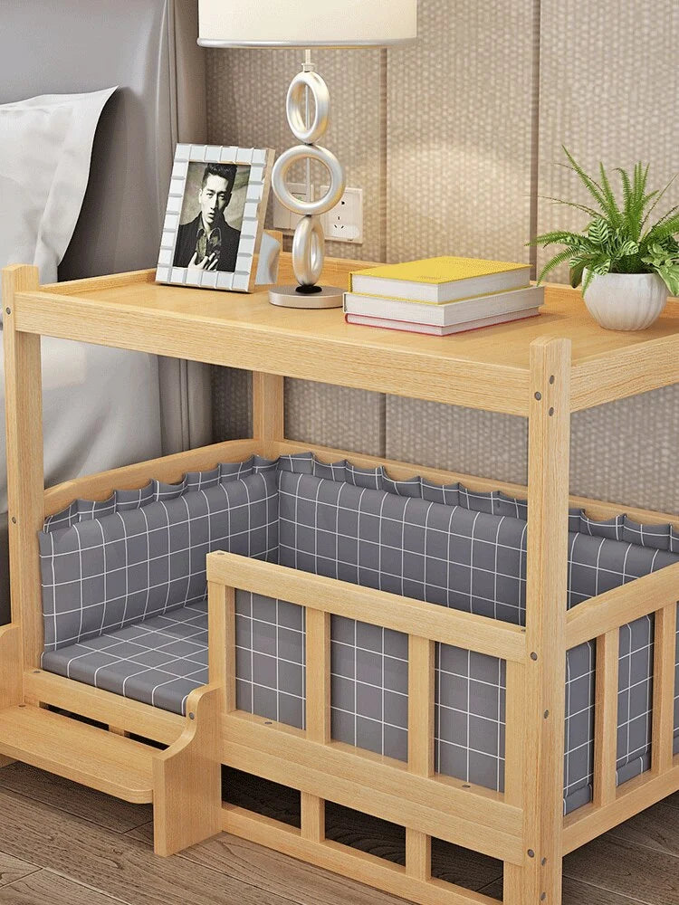 Pet Bed Solid Wood Detachable Padded Cushion