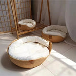 Pet Bed Woven Bamboo Wicker Breathable Design