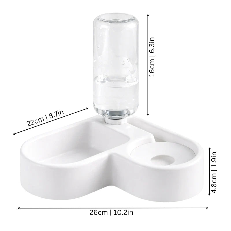 Pet Bowl Set Food & Water Automatic Dispenser 500ml