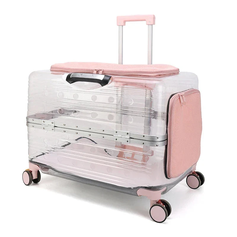 Pet Carrier Suitcase Rolling Lockable Polyester