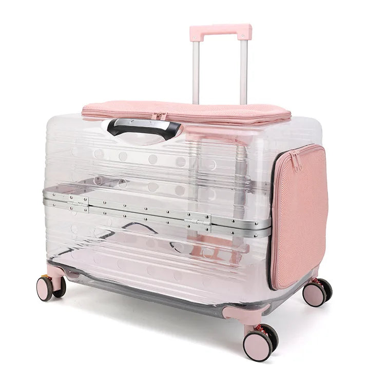Pet Carrier Suitcase Rolling Lockable Polyester