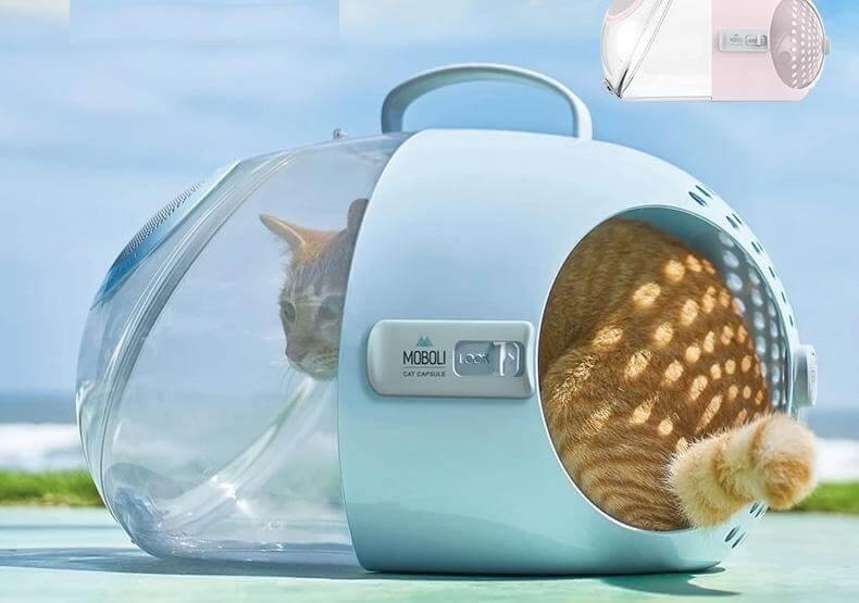 Pet Carrier Transparent Shell 360-Degree Ventilation Lightweight ABS