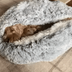 Pet Cave Bed Plush Hooded Machine Washable Cover
