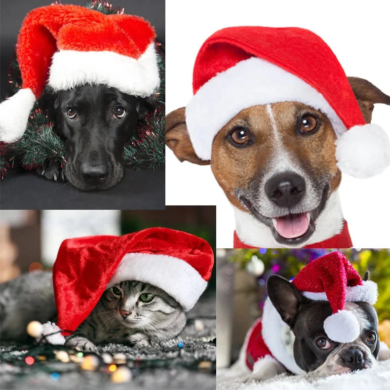 Pet Christmas Hat Plush-Lined Adjustable Washable