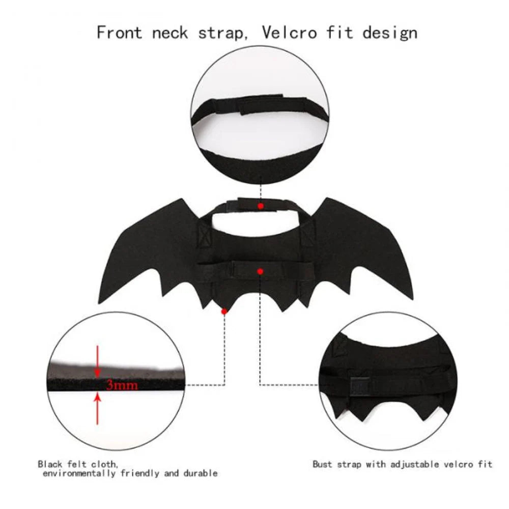 Pet Costume Bat Wings Lightweight Felt Adjustable Straps