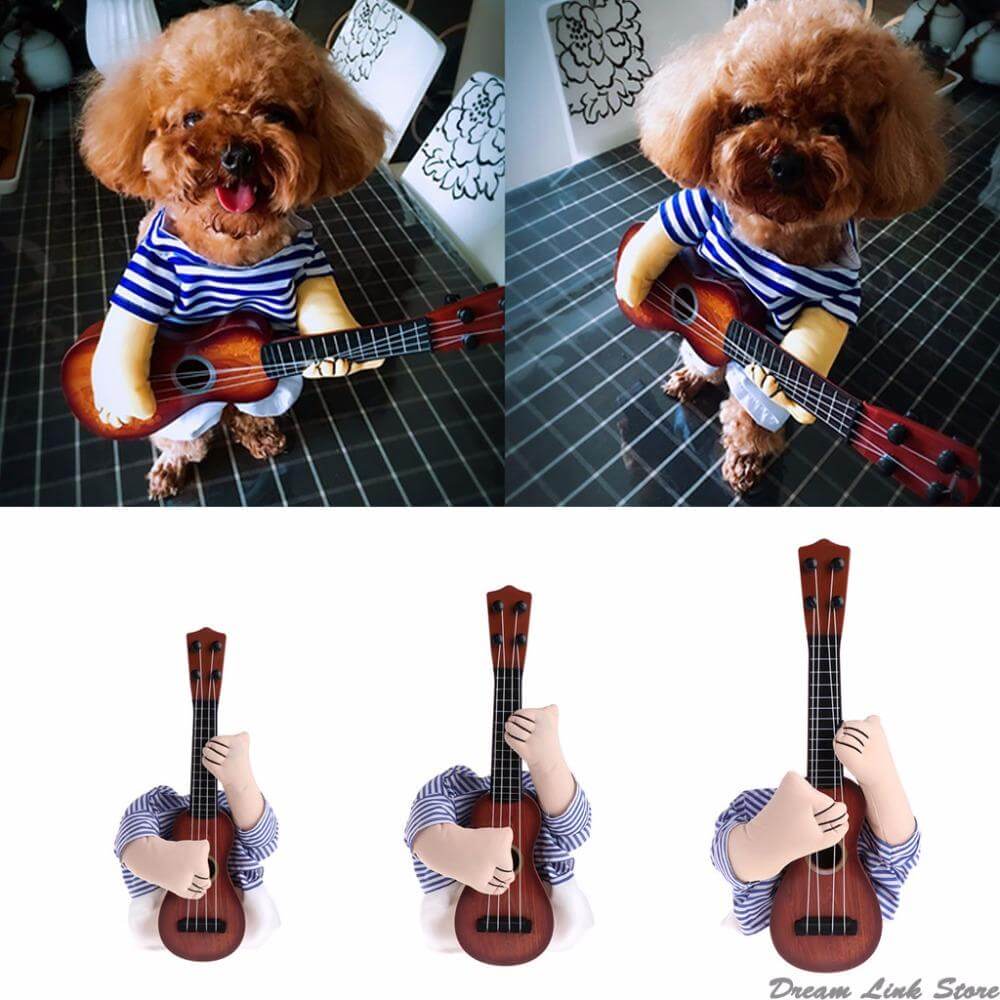 Pet Costume Guitar-Inspired Striped Design for Cats and Dogs