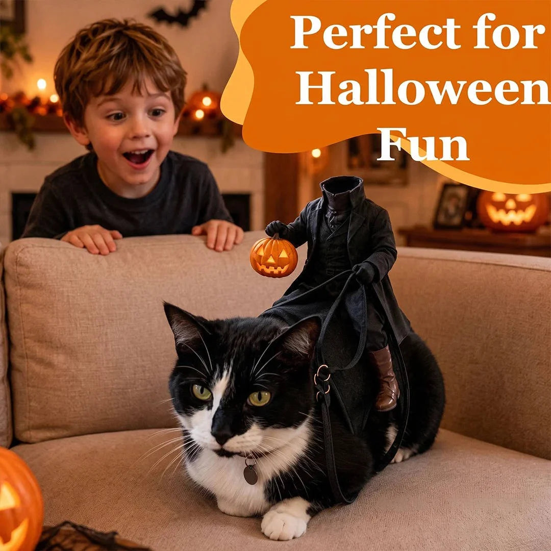 Pet Costume Headless Horseman Light-Up Pumpkin Head