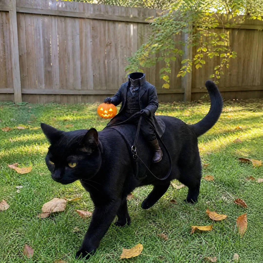 Pet Costume Headless Horseman Light-Up Pumpkin Head