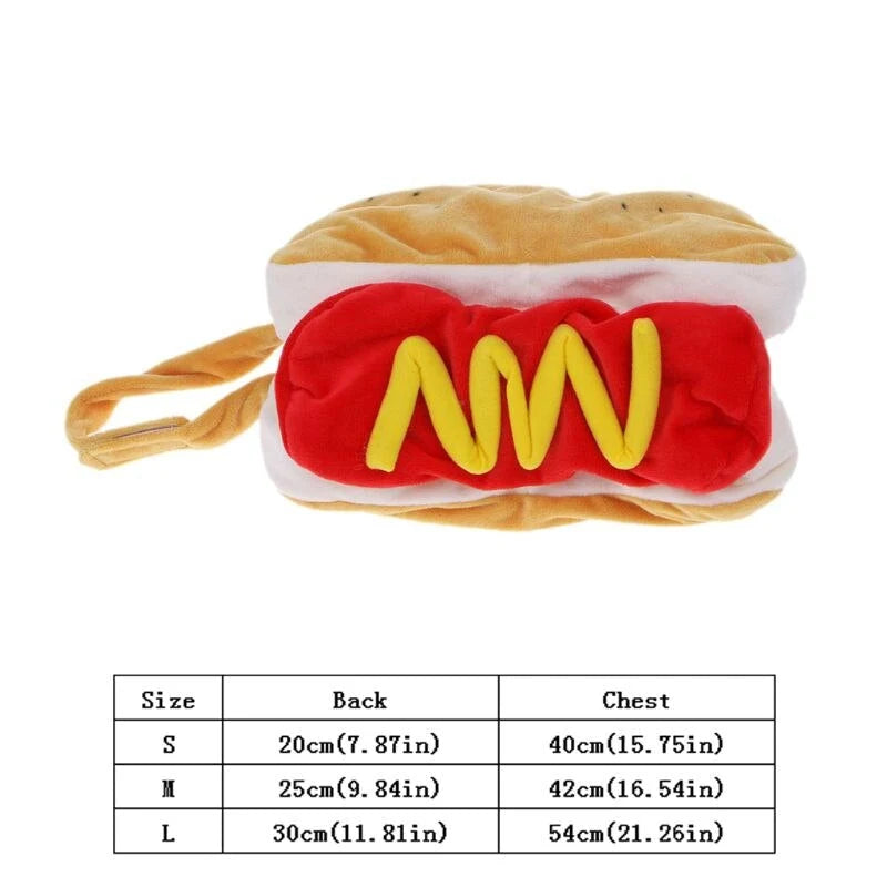 Pet Costume Hot Dog Design Soft Plush Adjustable Fit