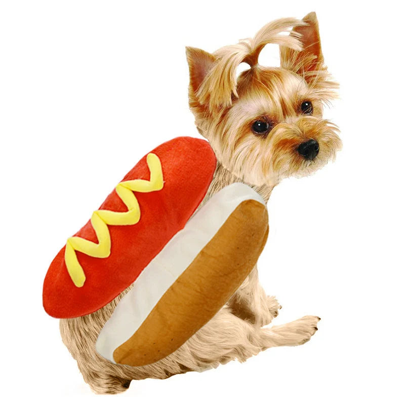 Pet Costume Hot Dog Design Soft Plush Adjustable Fit