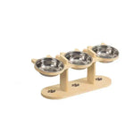 Pet Feeder Height-Adjustable Wooden Stand 3 Stainless Steel Bowls